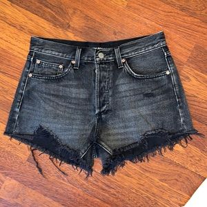 Distressed Black Jean shorts